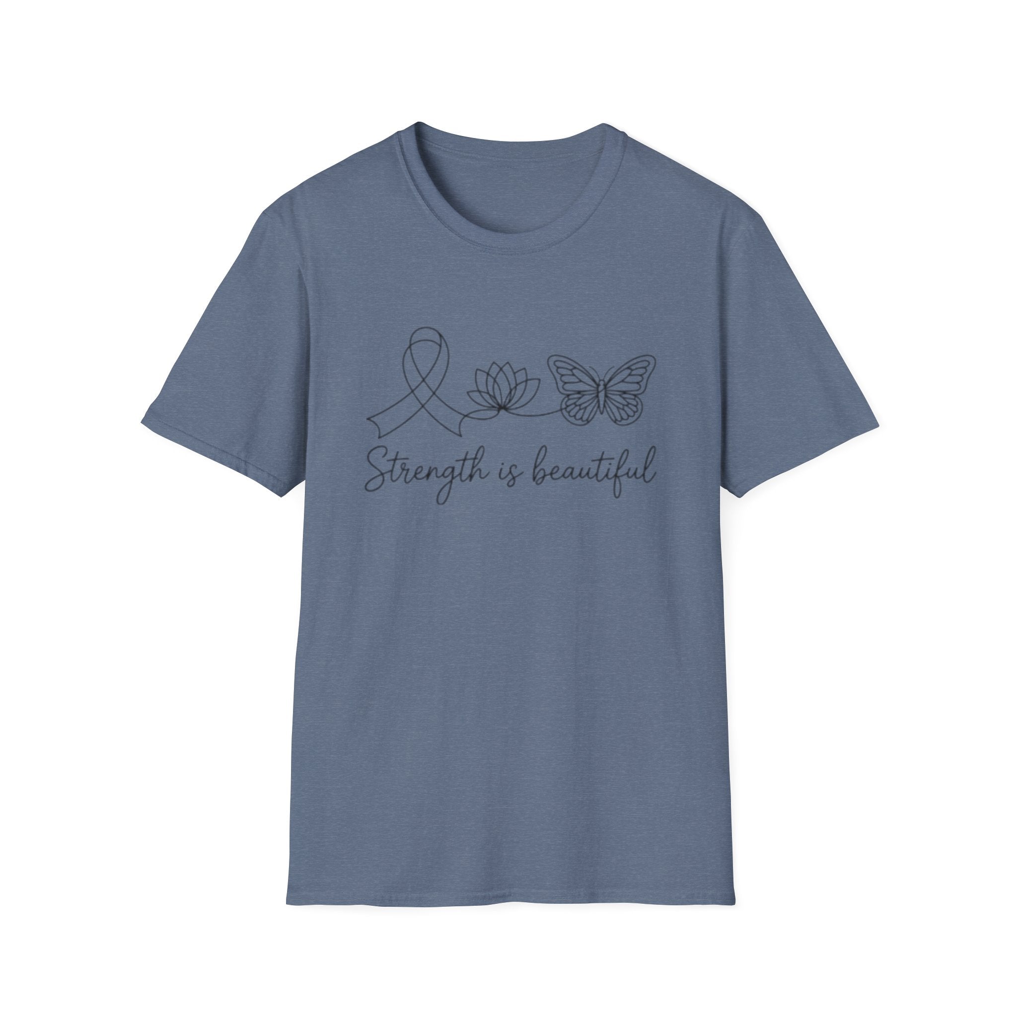 Strength Is Beautiful T-Shirt — Ribbon Lotus Butterfly Awareness Tee