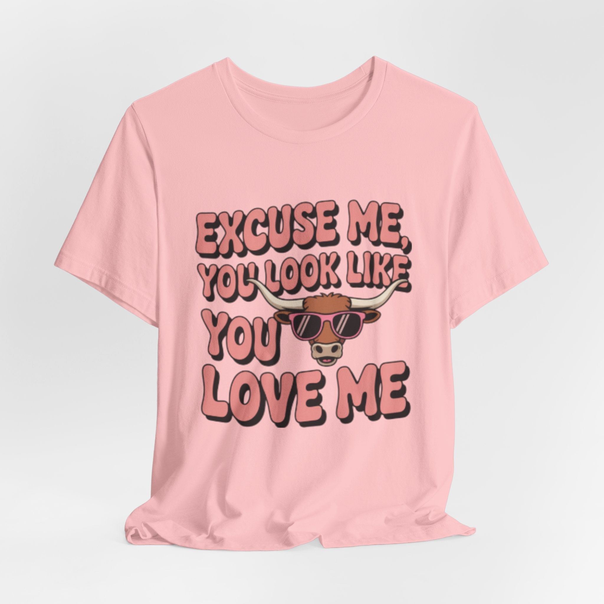 Excuse Me You Look Like You Love Me Tee — Funny Sunglasses Cow Graphic T-Shirt