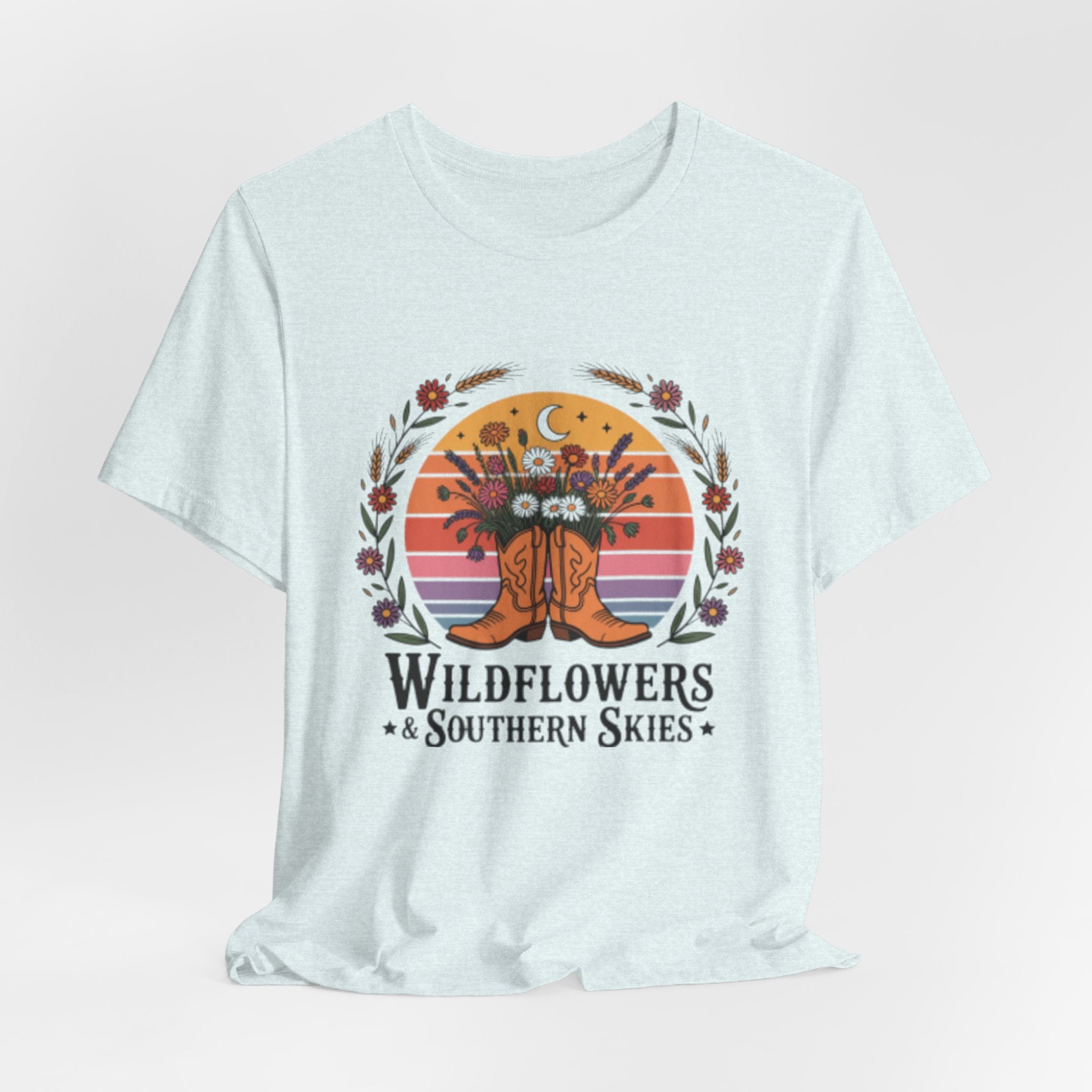 Wildflowers & Southern Skies Cowboy Boots Floral Tee