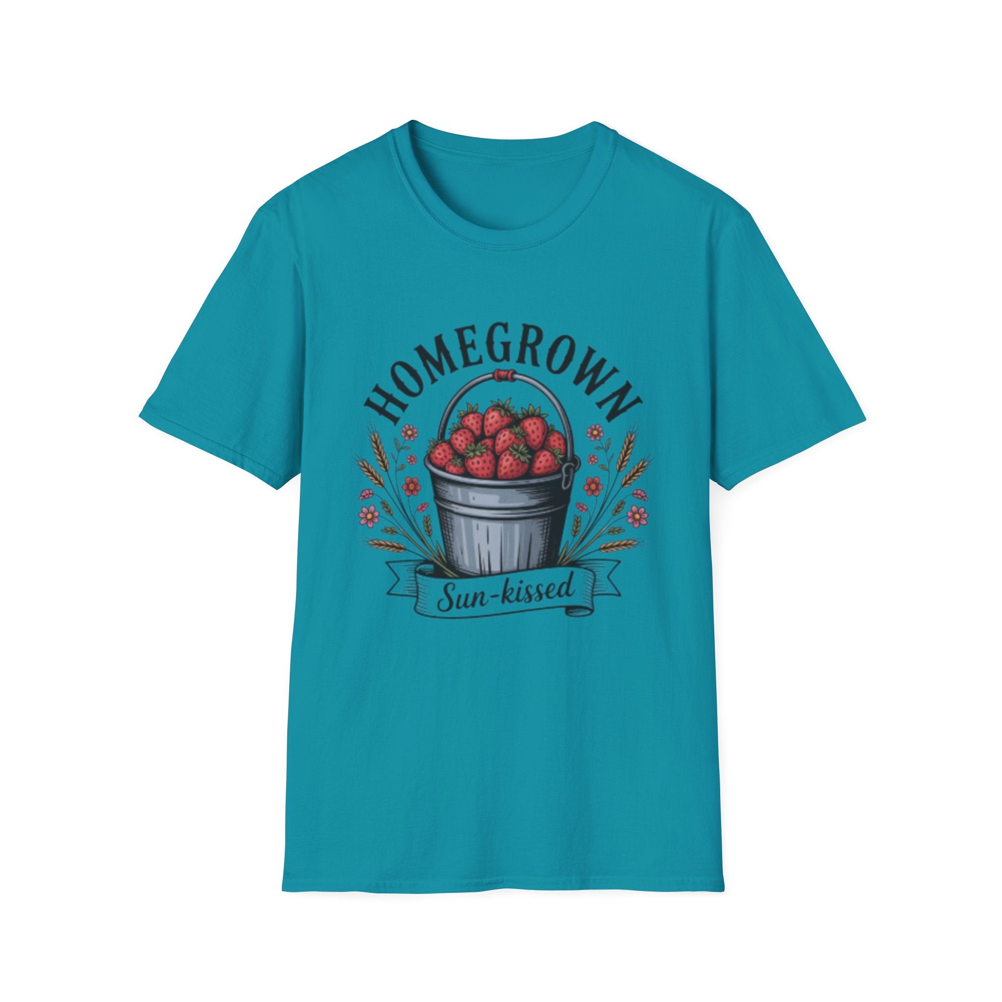 Homegrown Strawberries T-Shirt | Bucket of Strawberries, Sun-Kissed