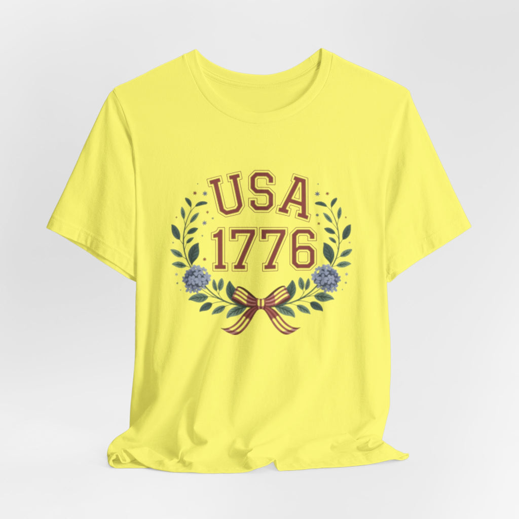 USA 1776 Laurel Wreath Fourth of July Tee | Patriotic Independence Day Shirt