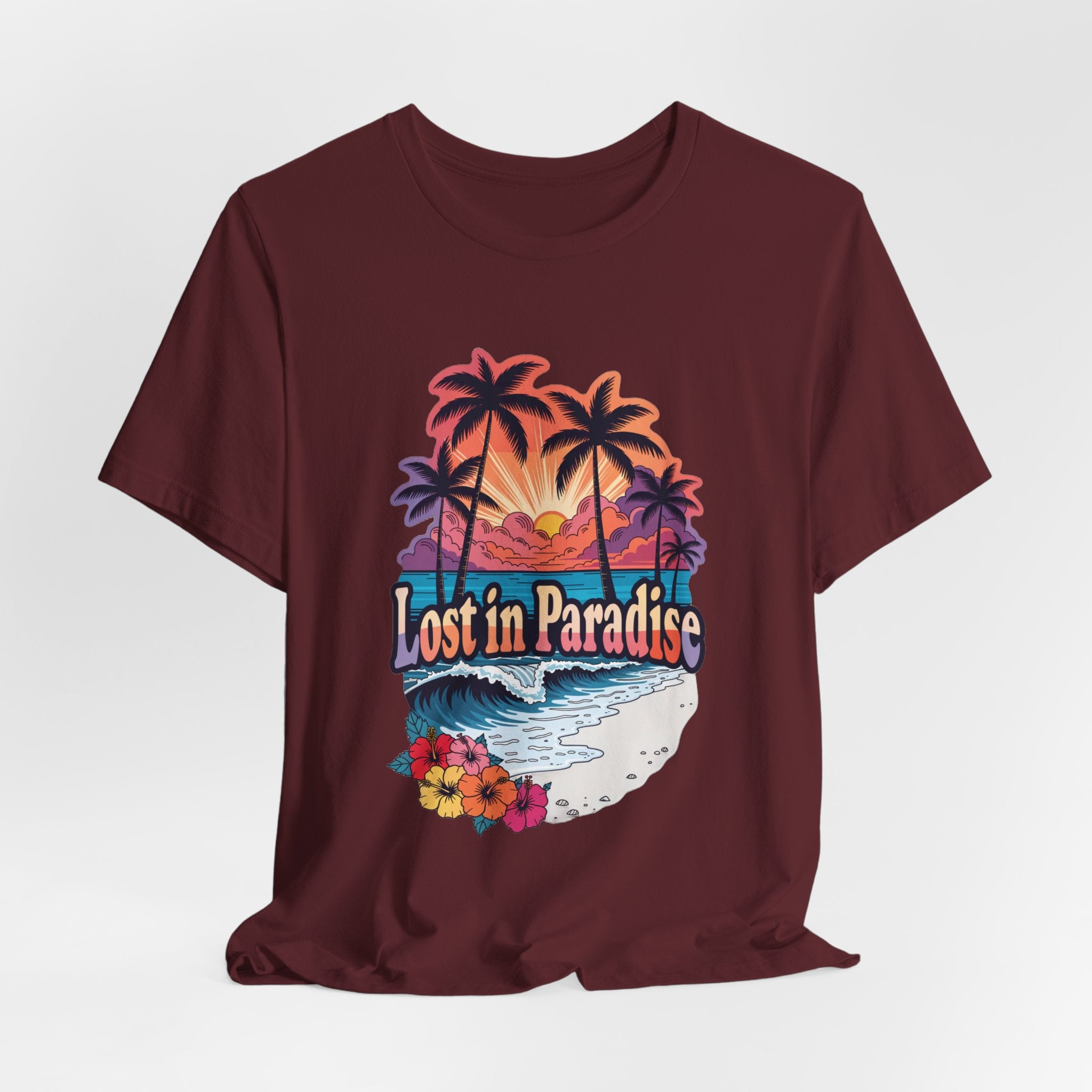 Lost in Paradise Tropical Beach Sunset Tee