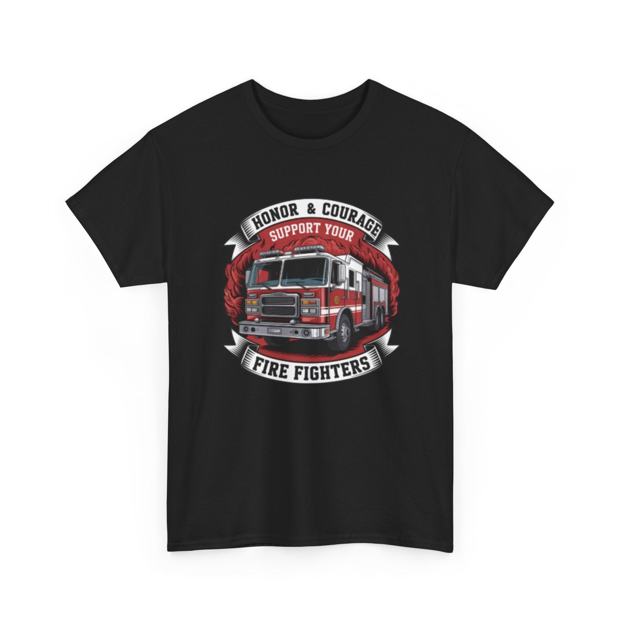 Firefighters Support Tee — "Honor & Courage" Fire Truck Tribute Shirt