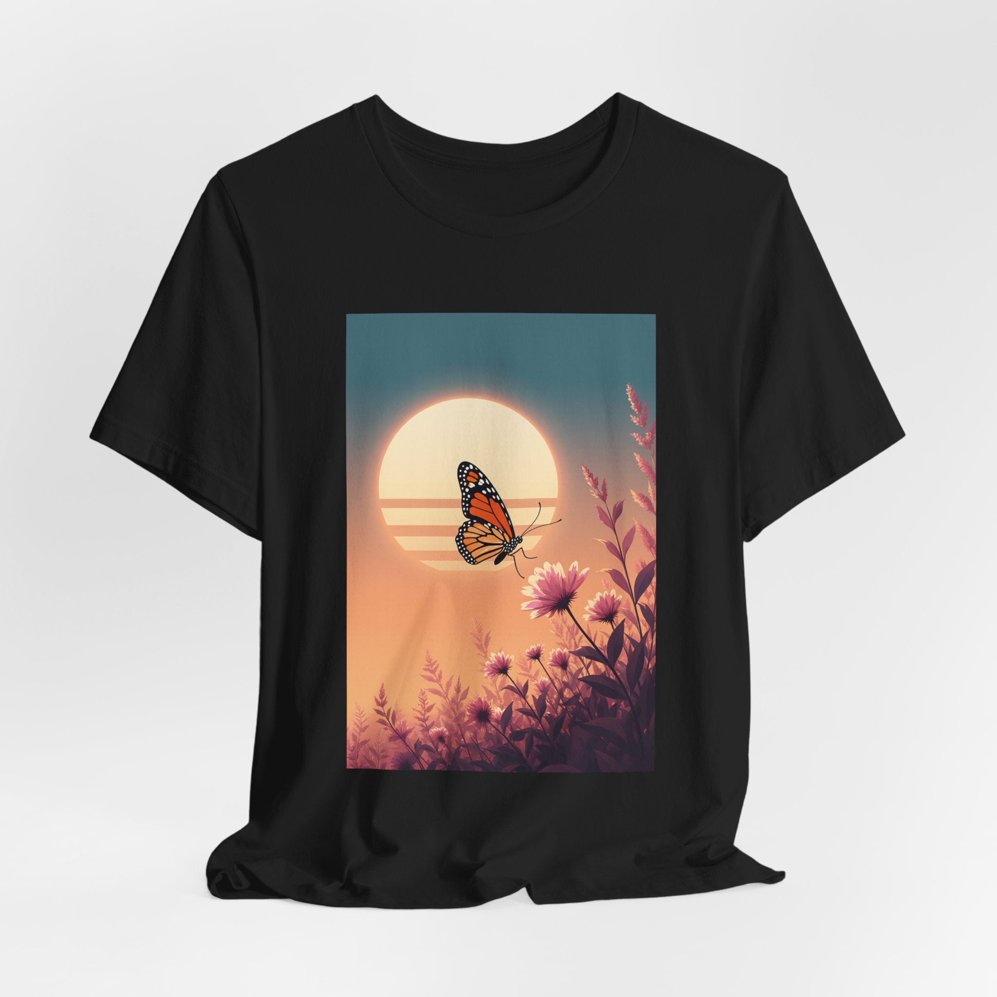 Monarch Butterfly Moon Sunset Graphic Tee