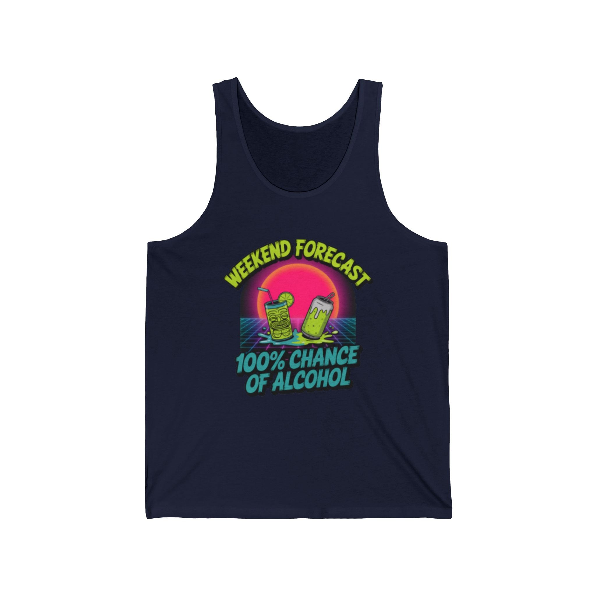 Weekend Forecast 100% Chance of Alcohol Tank, Summer Graphic Tank