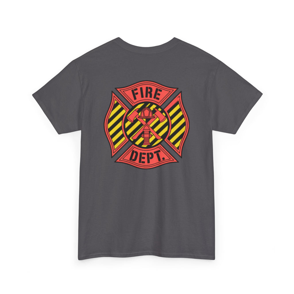 Fire Dept Maltese Cross T-Shirt — Firefighter Tee with Back Graphic