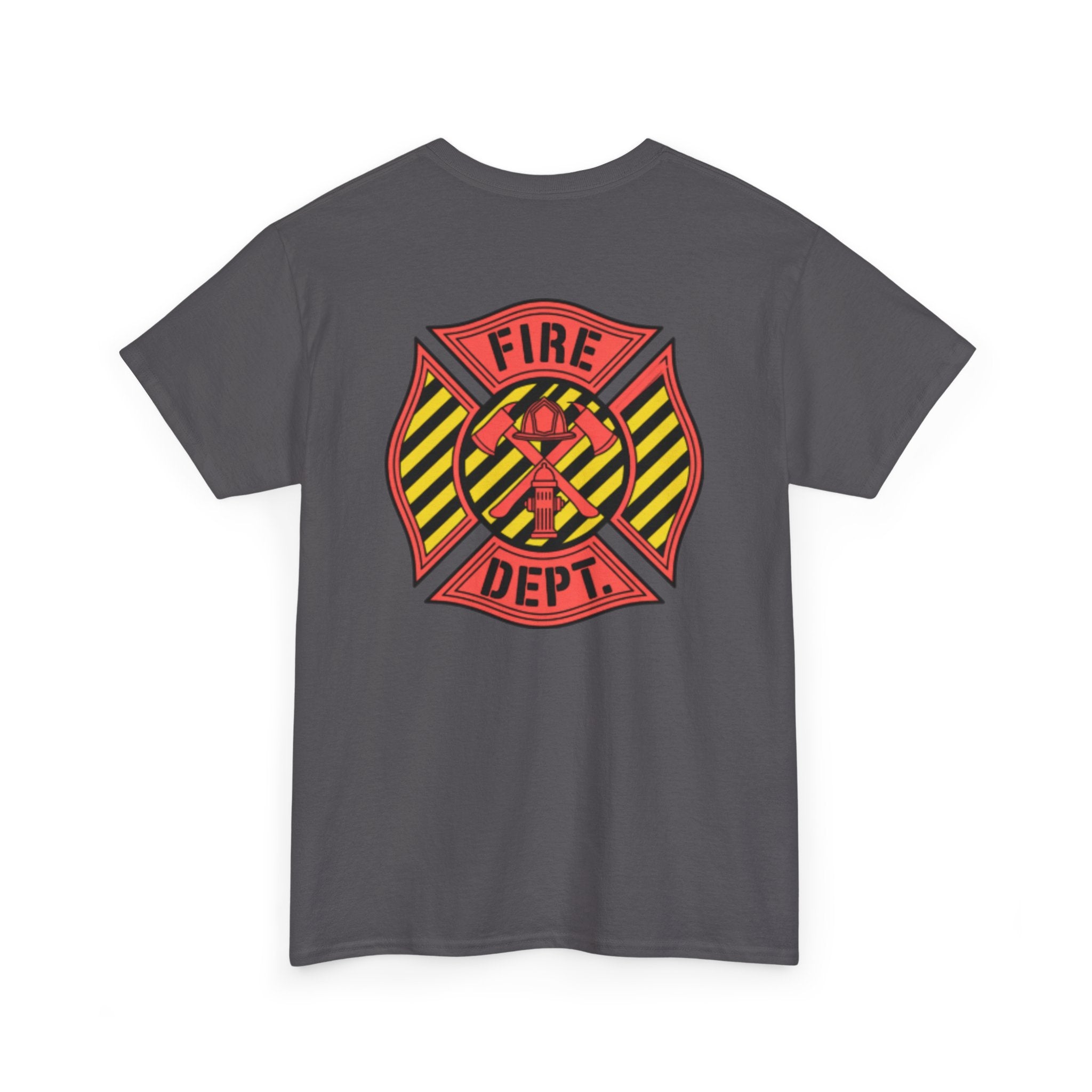 Fire Dept Maltese Cross T-Shirt — Firefighter Tee with Back Graphic