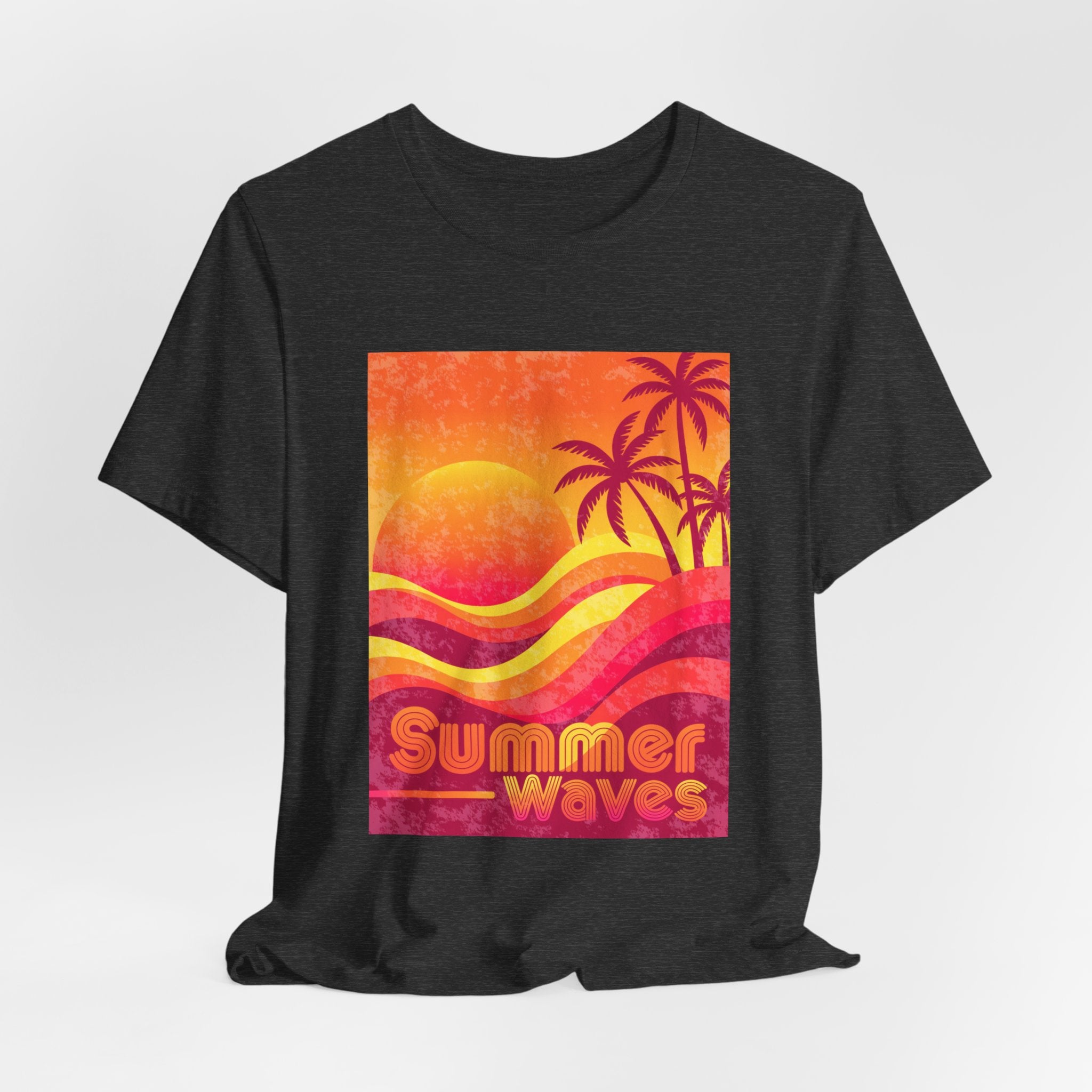 Summer Waves Retro Sunset Palm Beach Tee