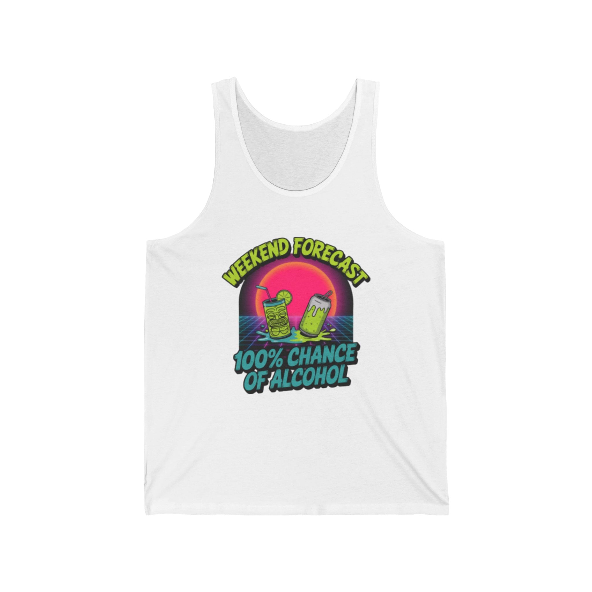 Weekend Forecast 100% Chance of Alcohol Tank, Summer Graphic Tank