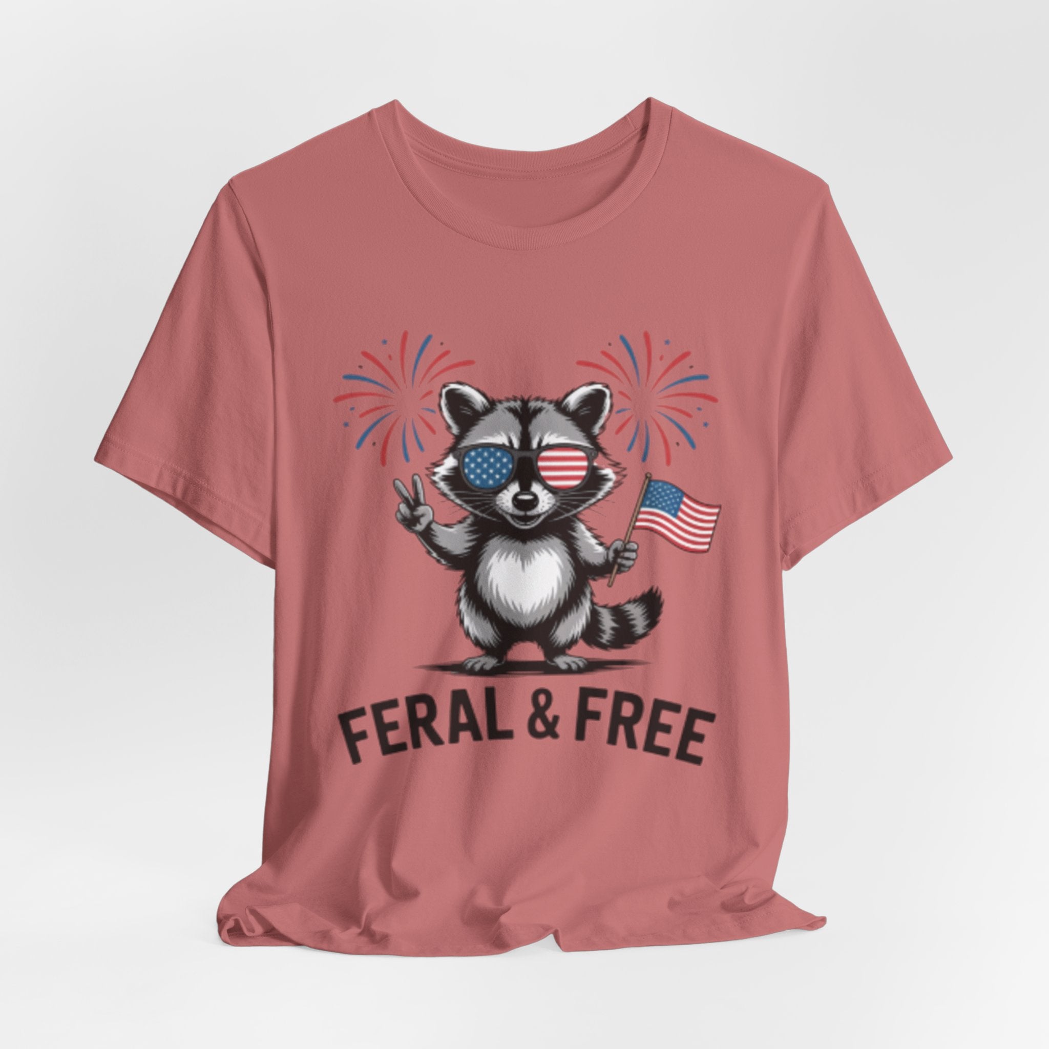 Feral & Free Patriotic Raccoon 4th of July Tee