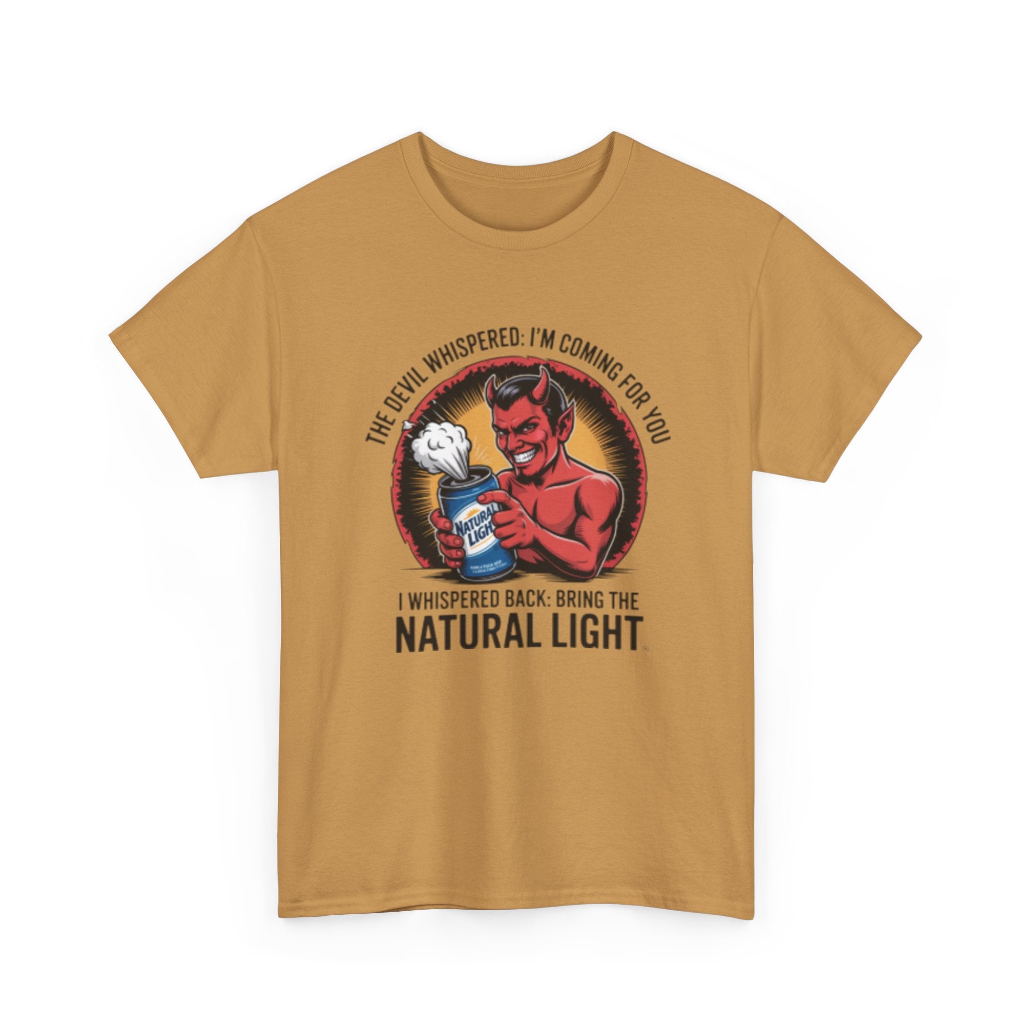 Devil Holding Beer Can, Natty Natural Light Beer T-Shirt | Natural Light Beer