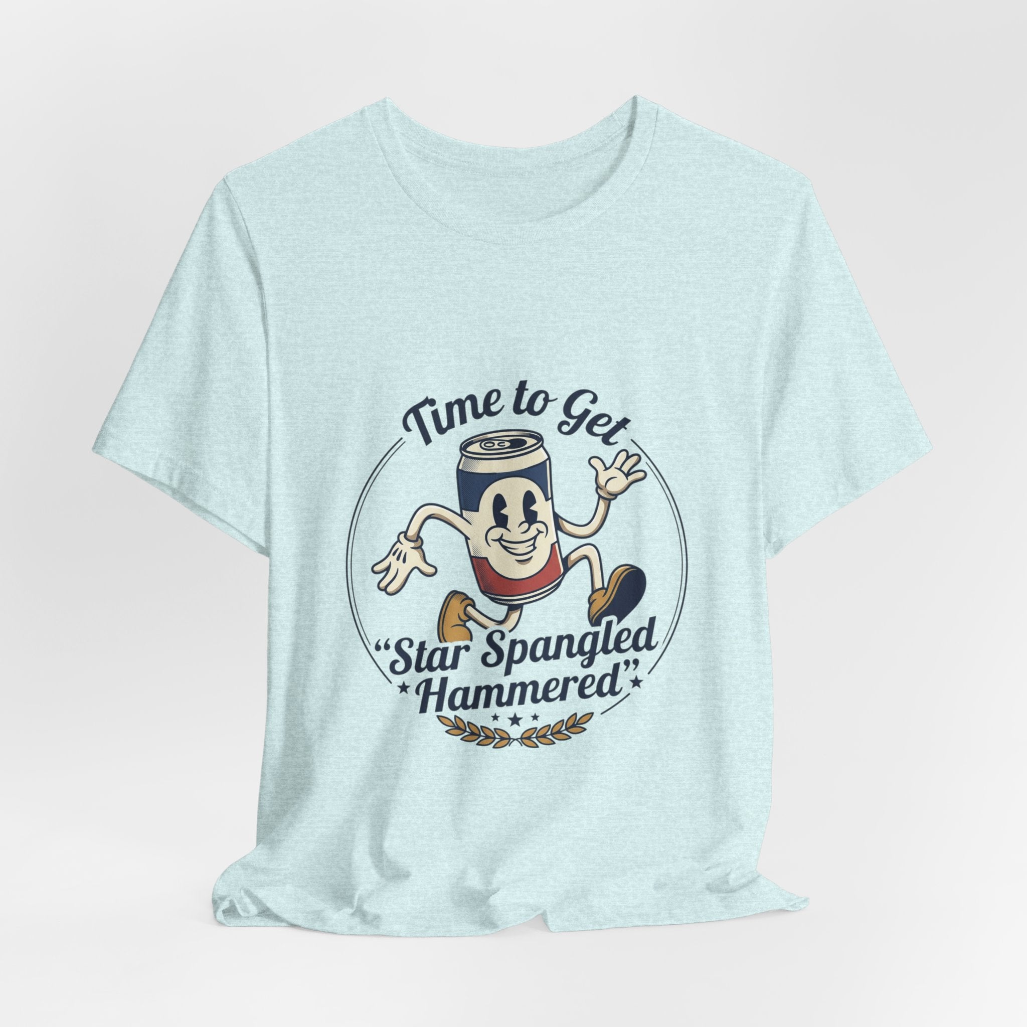 Star Spangled Hammered Beer Can Patriotic Tee