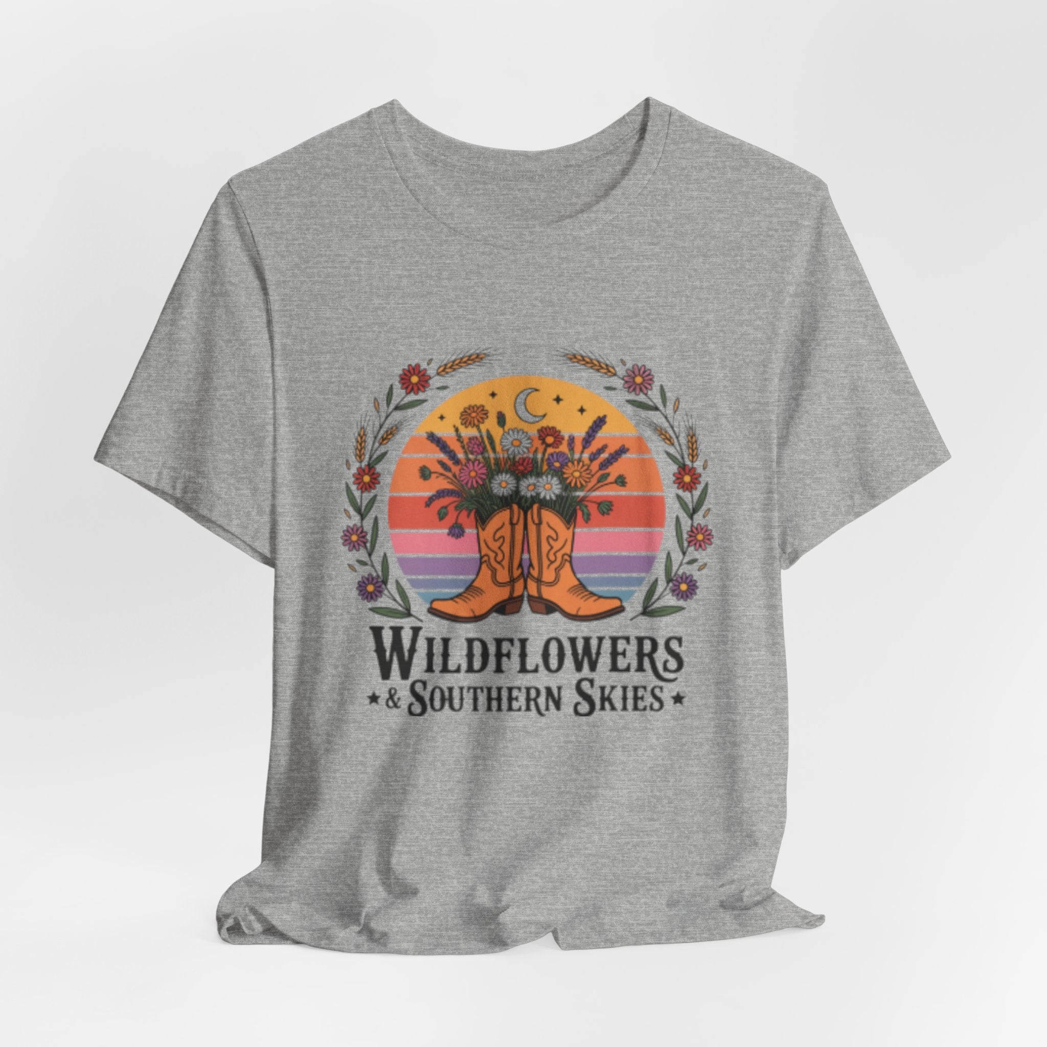 Wildflowers & Southern Skies Cowboy Boots Floral Tee