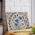 Wildflower Bouquet Glass Cutting Board | Floral Kitchen Decor