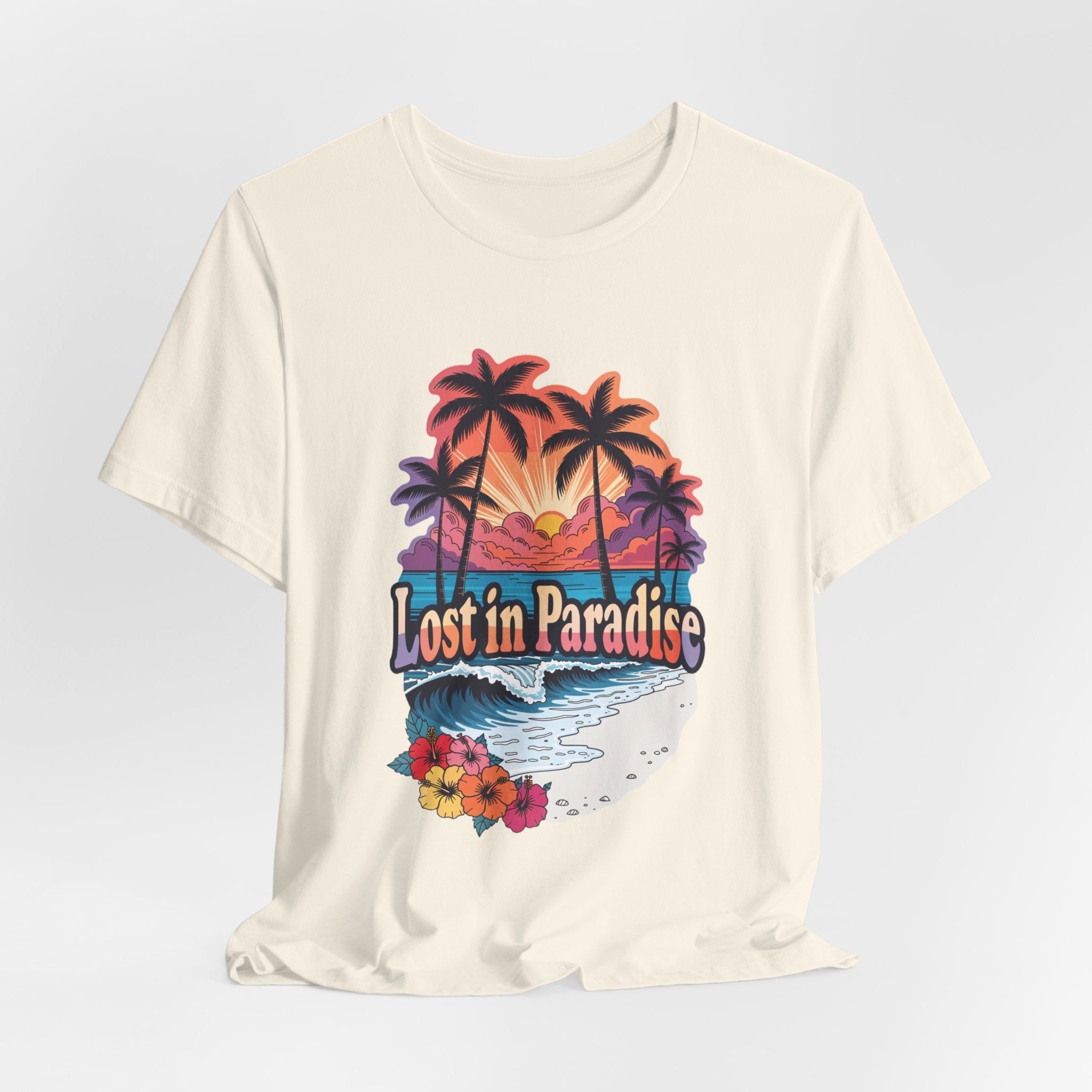 Lost in Paradise Tropical Beach Sunset Tee