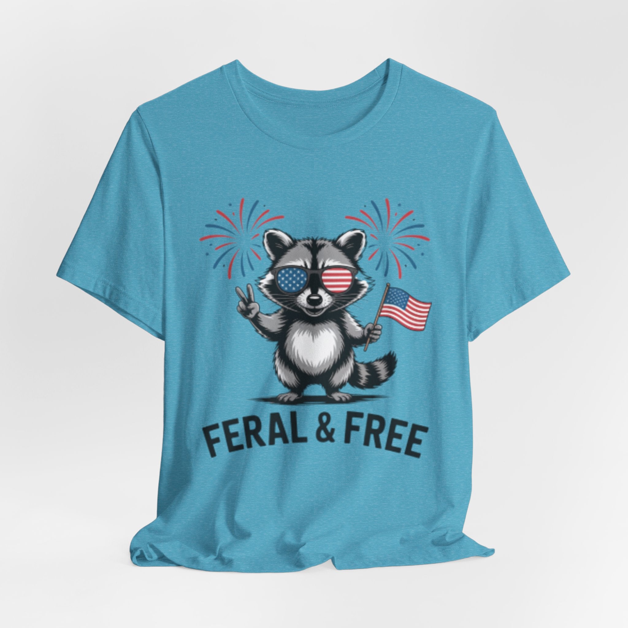 Feral & Free Patriotic Raccoon 4th of July Tee