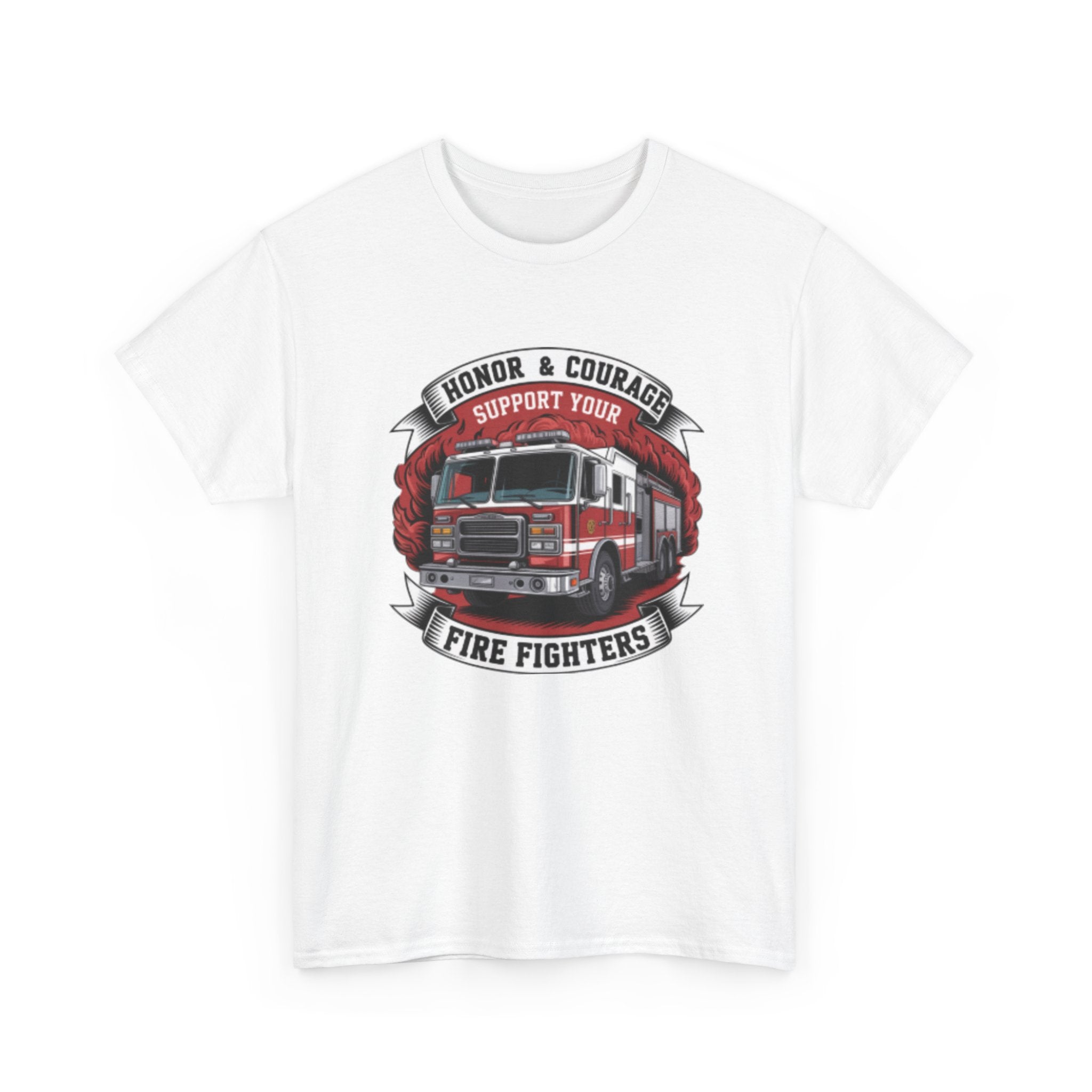 Firefighters Support Tee — "Honor & Courage" Fire Truck Tribute Shirt