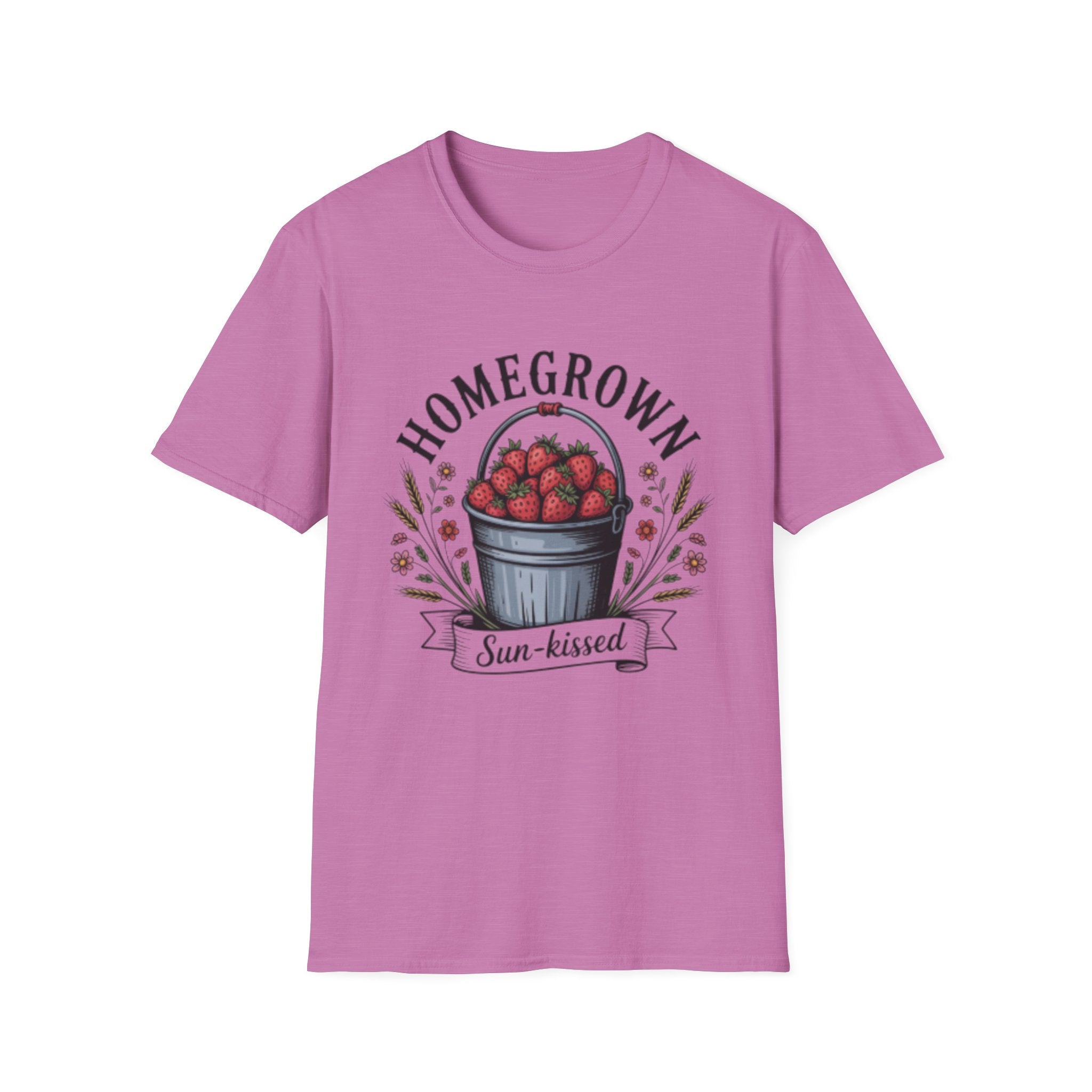 Homegrown Strawberries T-Shirt | Bucket of Strawberries, Sun-Kissed