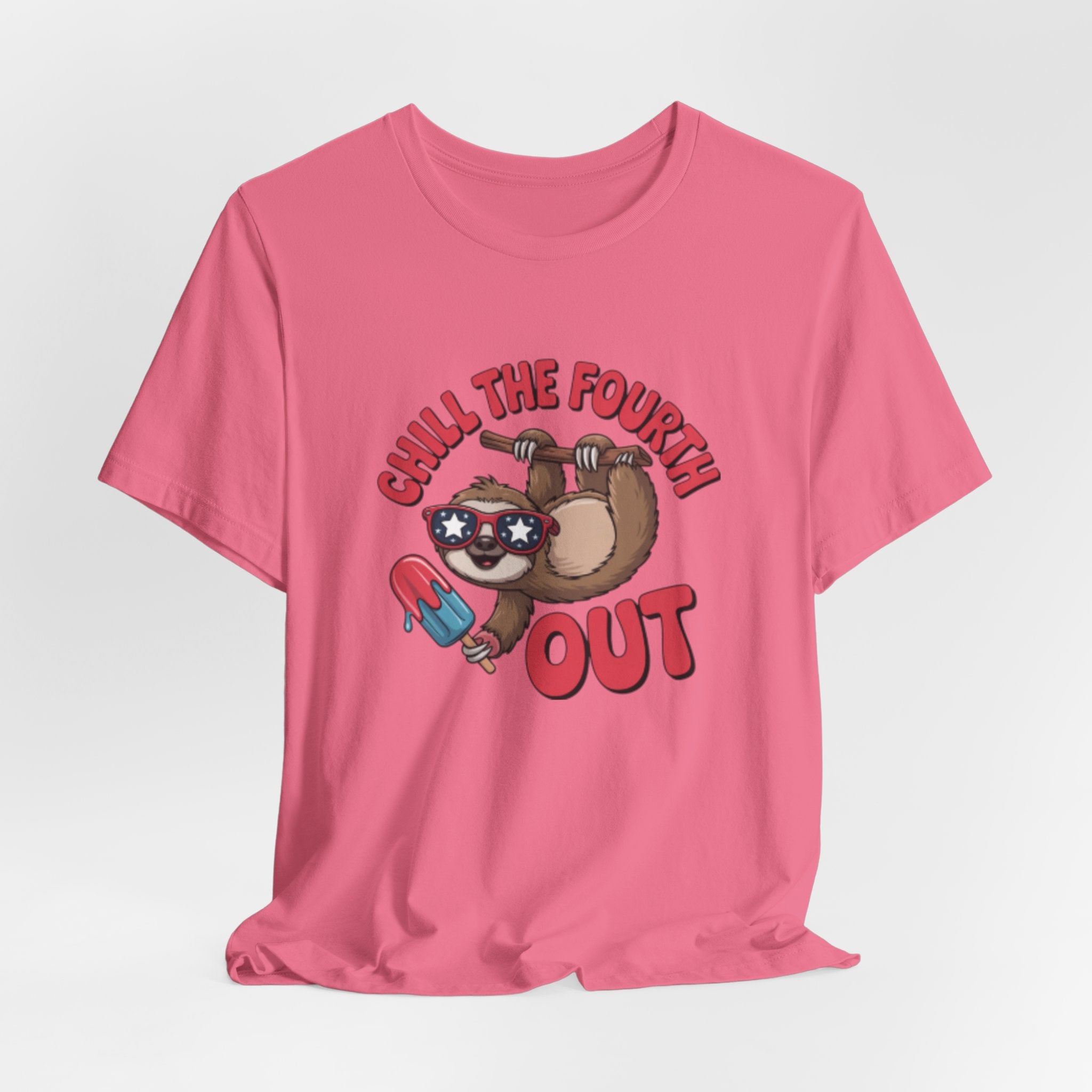 Chill the Fourth Out sloth holding popsicle T-Shirt | Fourth of July