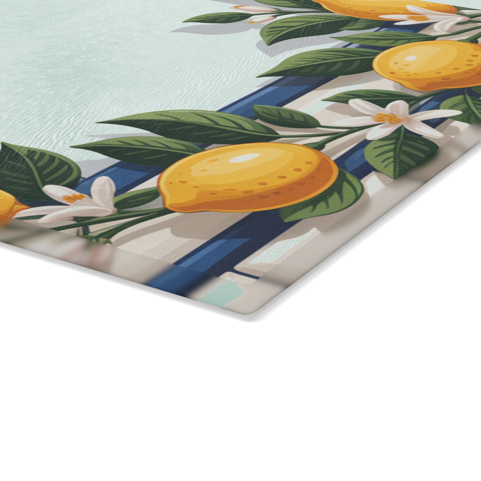 Lemon Border Window Glass Cutting Board | Citrus Kitchen Decor