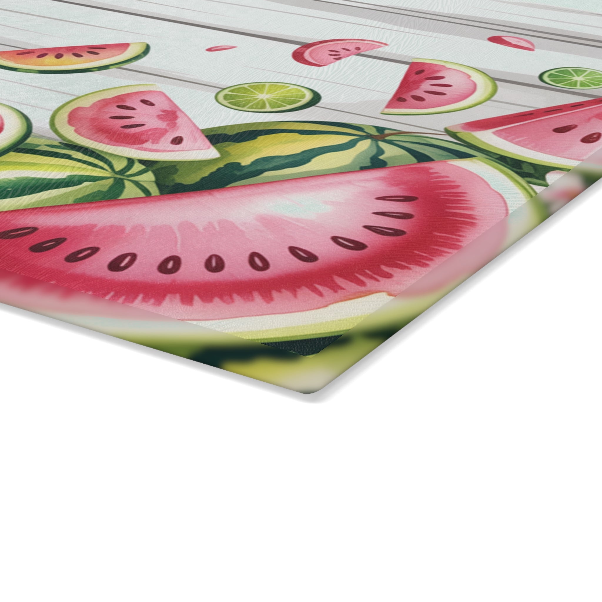 Watercolor Watermelon Glass Cutting Board | Summer Fruit Kitchen Board
