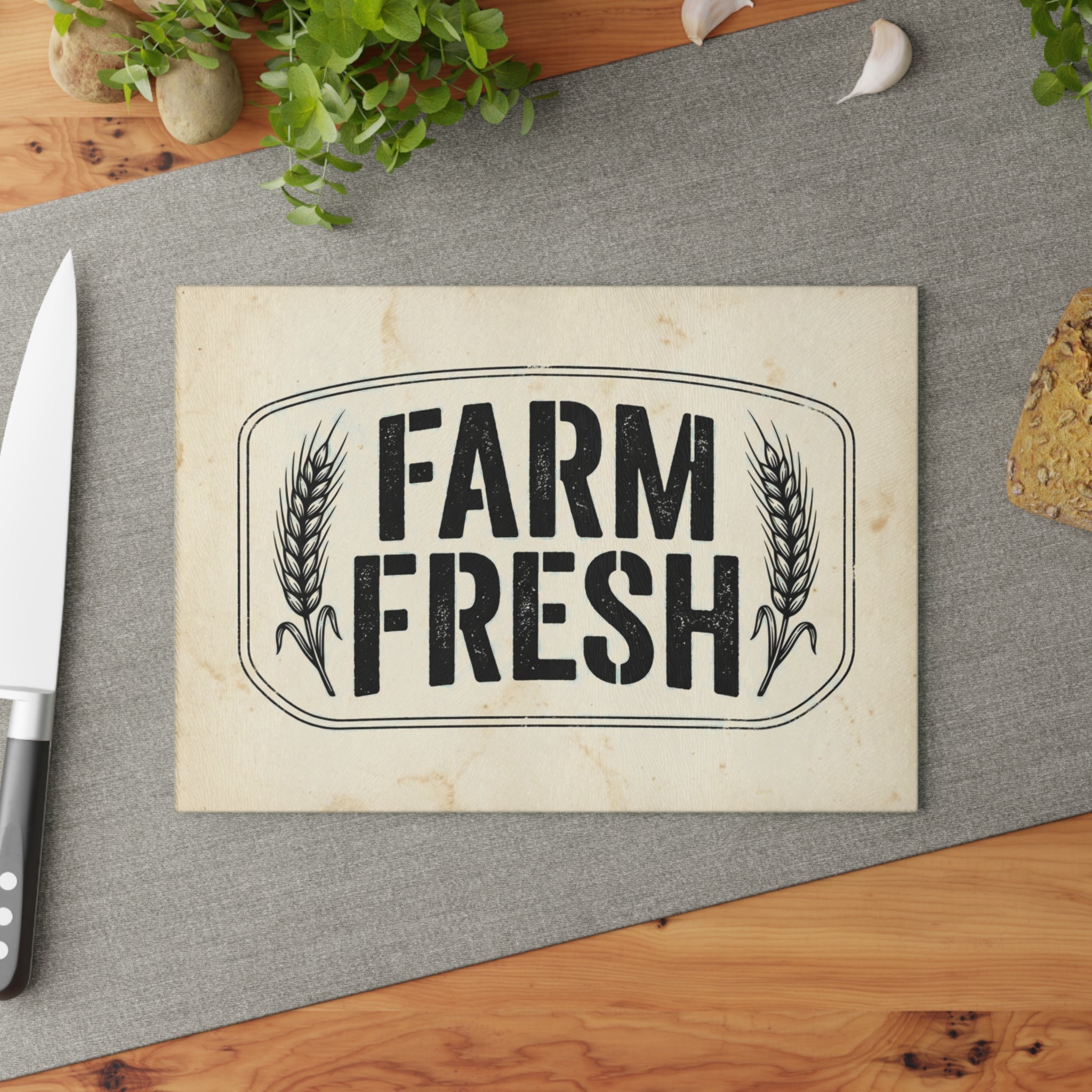 Farm Fresh Glass Cutting Board | Rustic Kitchen Decor