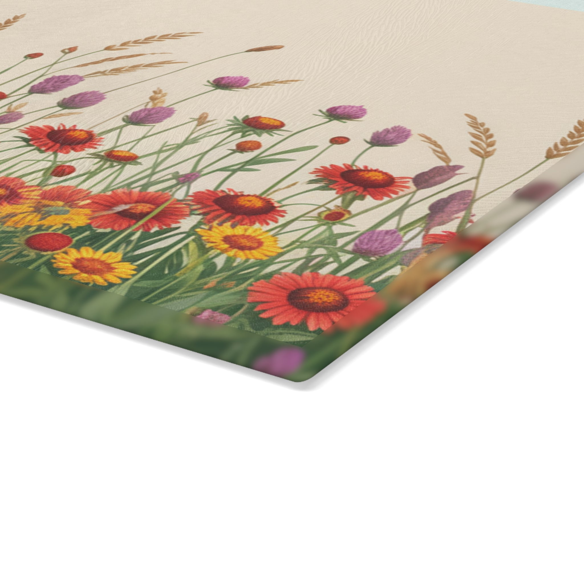 Wildflower Meadow Glass Cutting Board | Floral Kitchen Decor