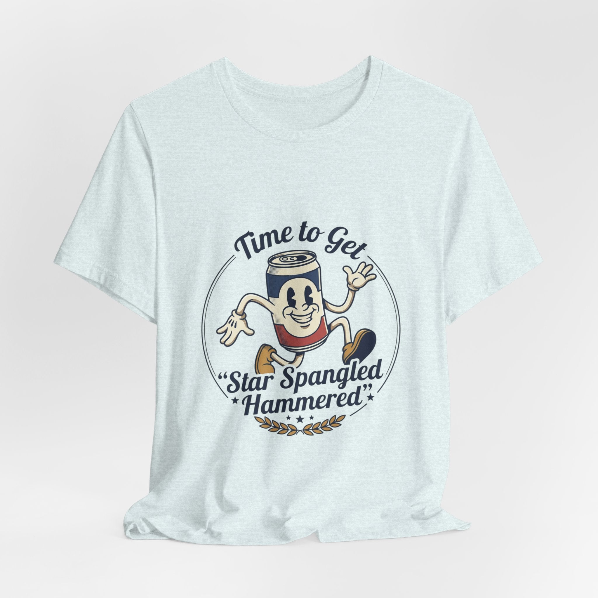 Star Spangled Hammered Beer Can Patriotic Tee