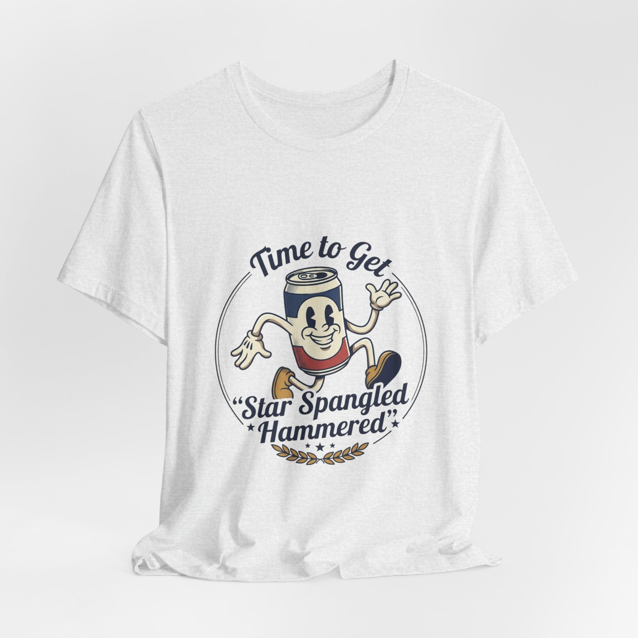 Star Spangled Hammered Beer Can Patriotic Tee