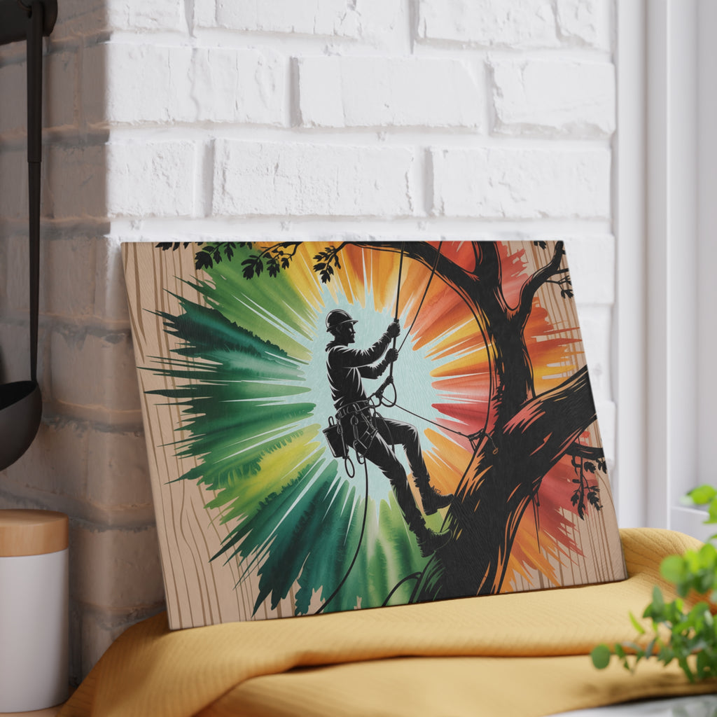 Arborist Gift Glass Cutting Board Tree Surgeon Chainsaw Art Chopping Block