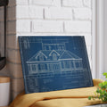 Realtor Gift Glass Cutting Board Vintage Architectural Blueprint Design Board