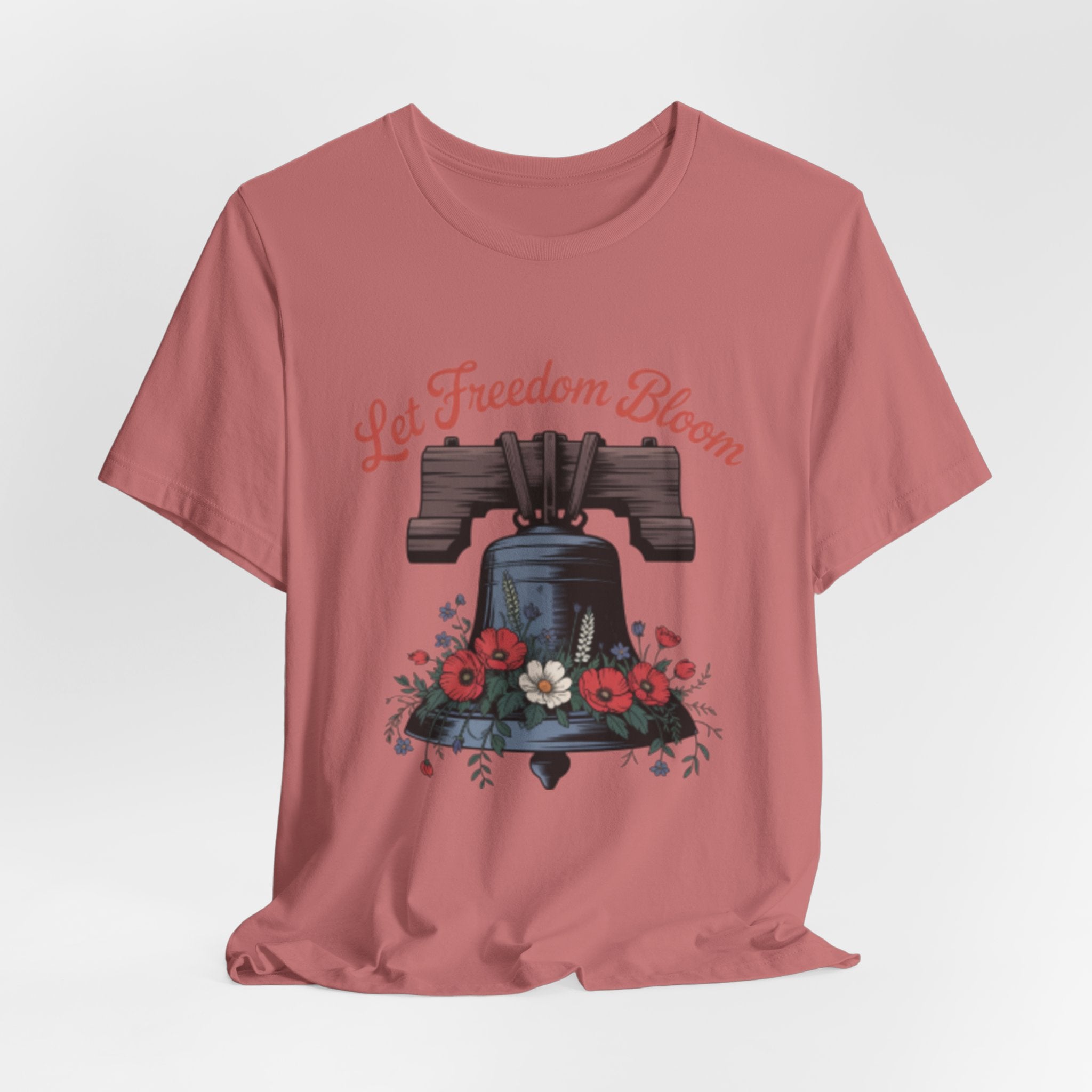 Liberty Bell Floral Tee — “Let Freedom Bloom” Patriotic Shirt