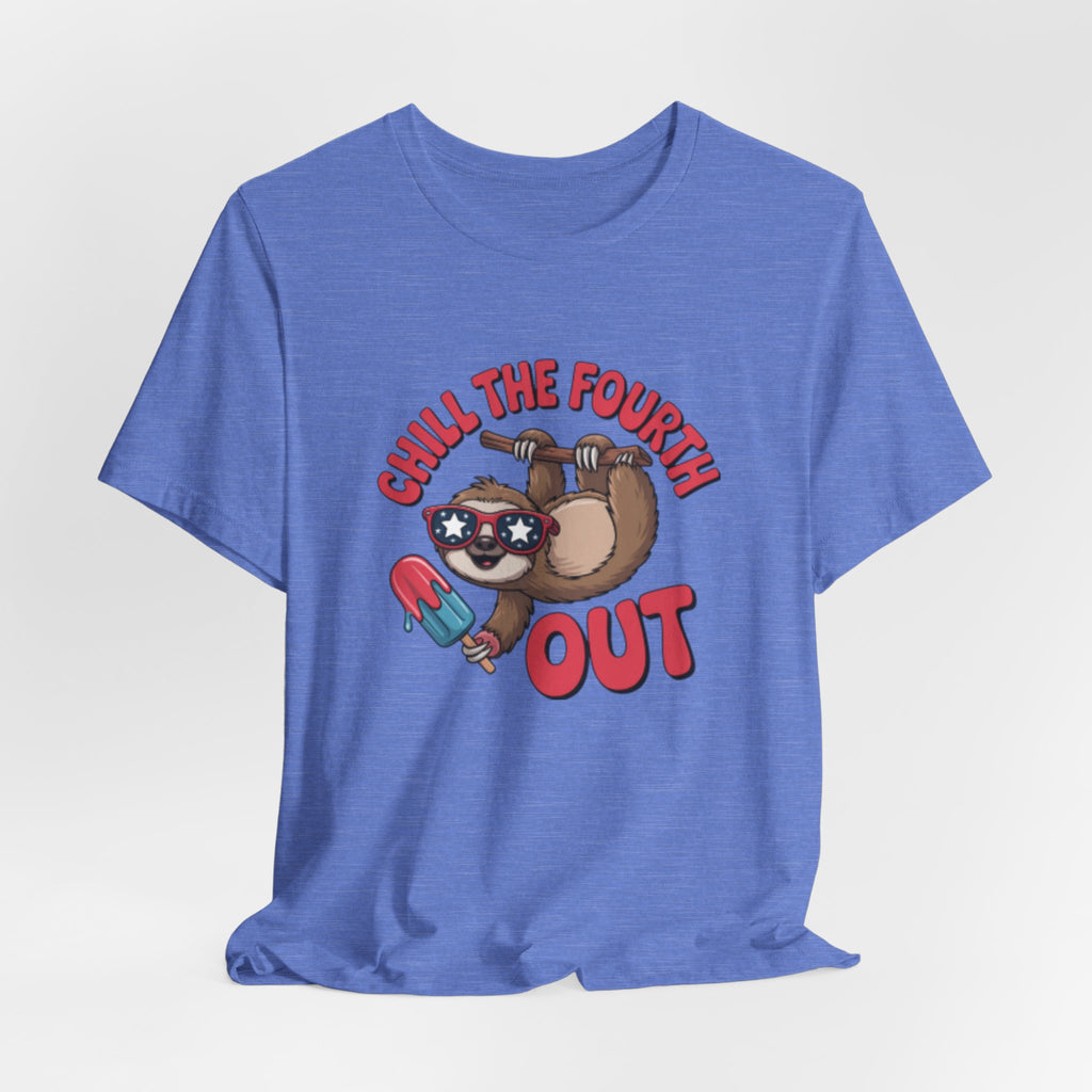 Chill the Fourth Out sloth holding popsicle T-Shirt | Fourth of July