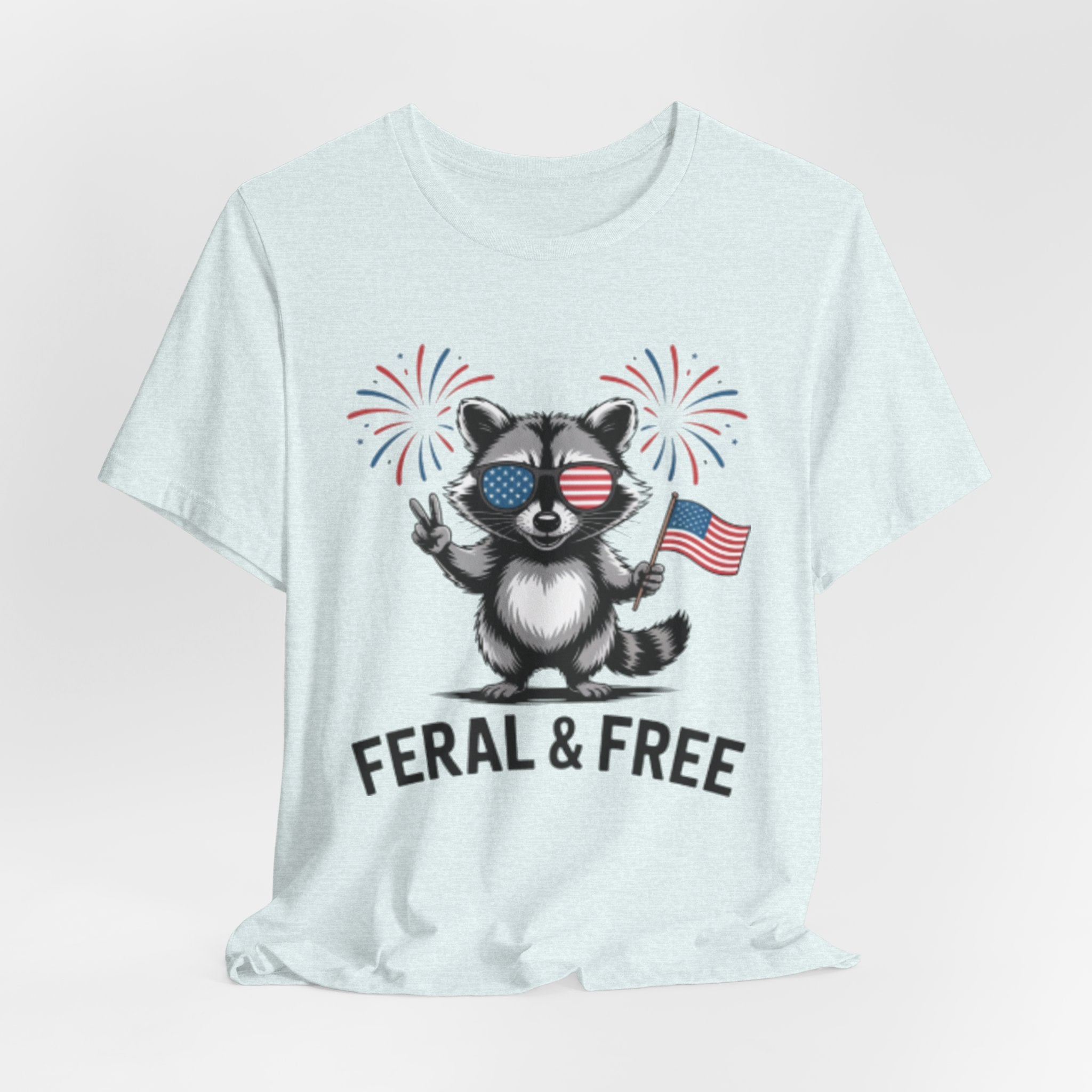 Feral & Free Patriotic Raccoon 4th of July Tee