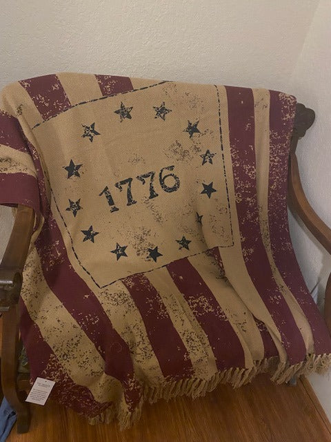 1776 Patriotic Woven Throw Blanket 50x60"