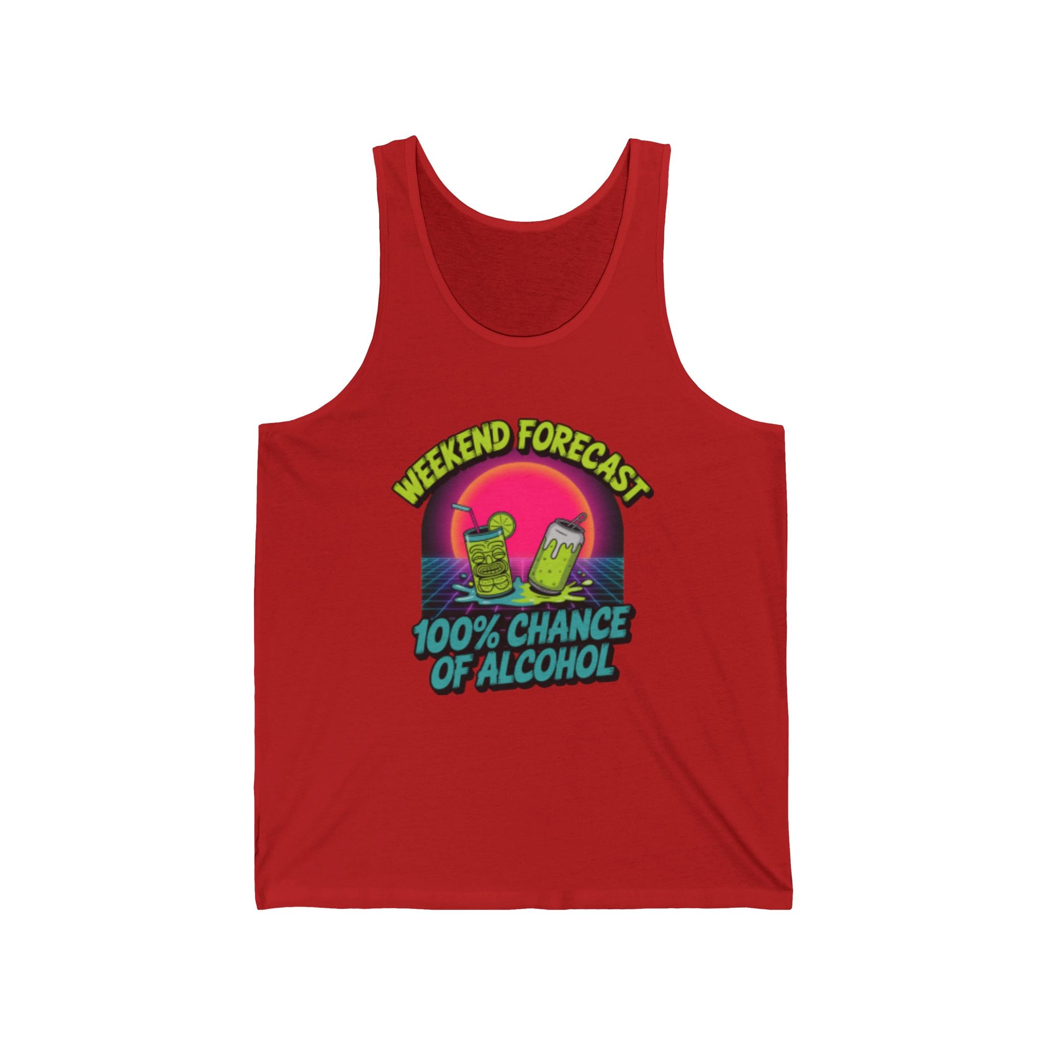 Weekend Forecast 100% Chance of Alcohol Tank, Summer Graphic Tank