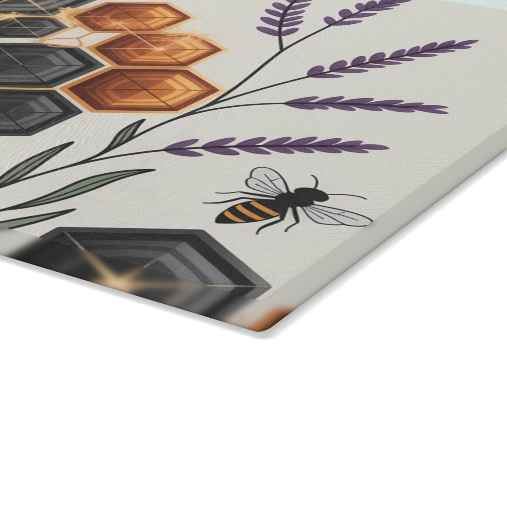 Beekeeper Gift Glass Cutting Board Apiary Decor Honey Bee Hive Counter Saver
