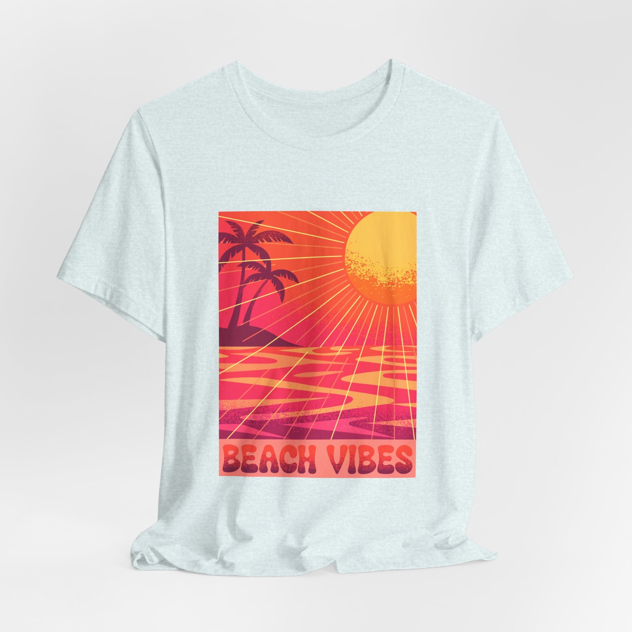 Beach Vibes Retro Sunset Palm Graphic Tee