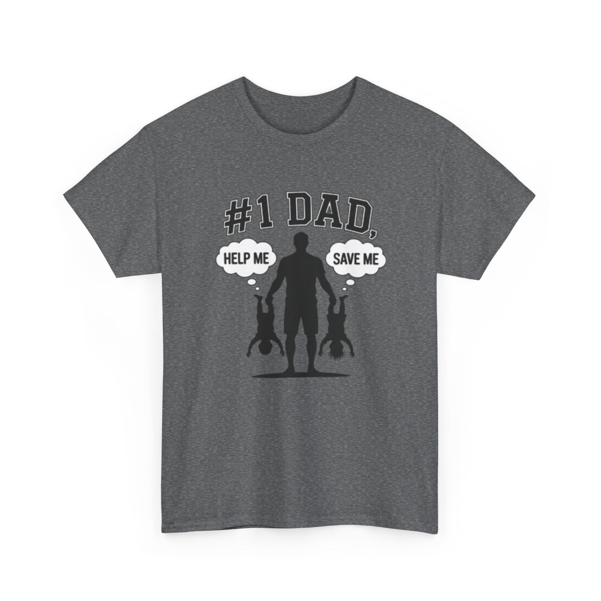 #1 Dad Silhouette T-Shirt | Funny Kids Hanging Help Me Save Me Tee