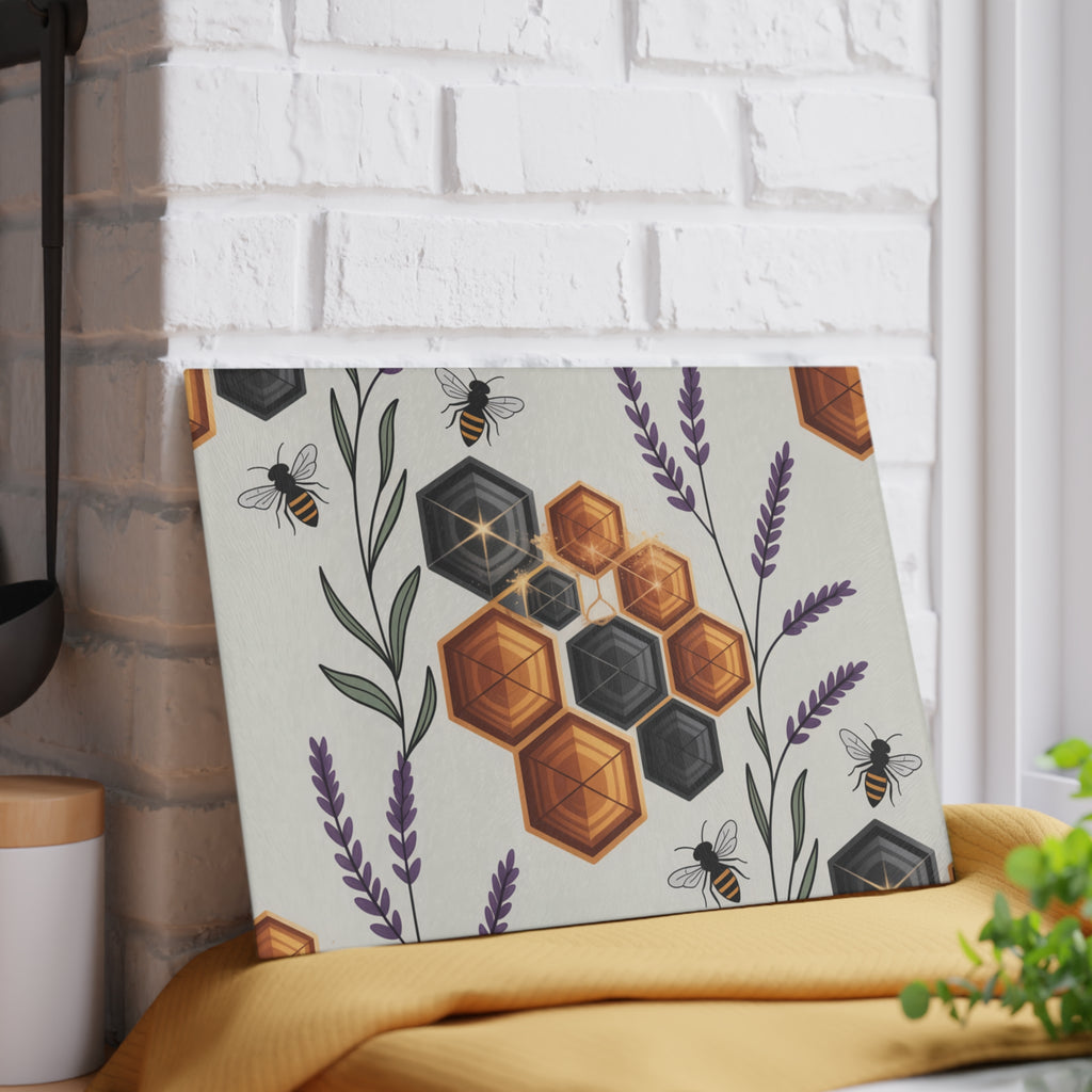 Beekeeper Gift Glass Cutting Board Apiary Decor Honey Bee Hive Counter Saver