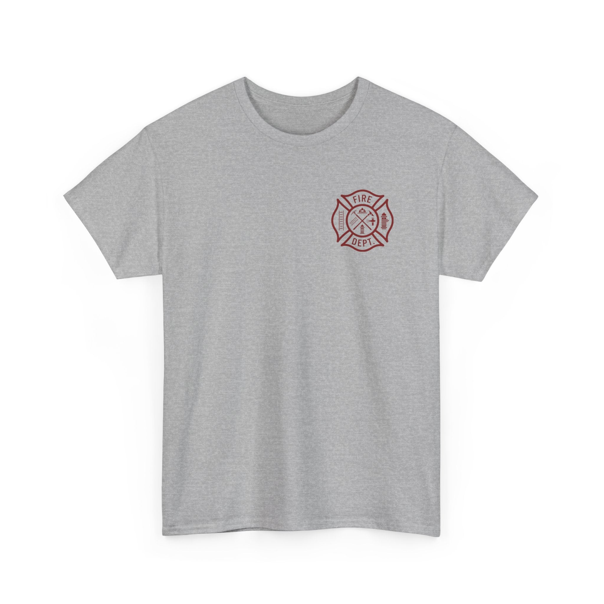 Fire Dept Maltese Cross T-Shirt — Firefighter Tee with Back Graphic