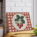 Strawberry Vintage Illustration Glass Cutting Board | Gingham
