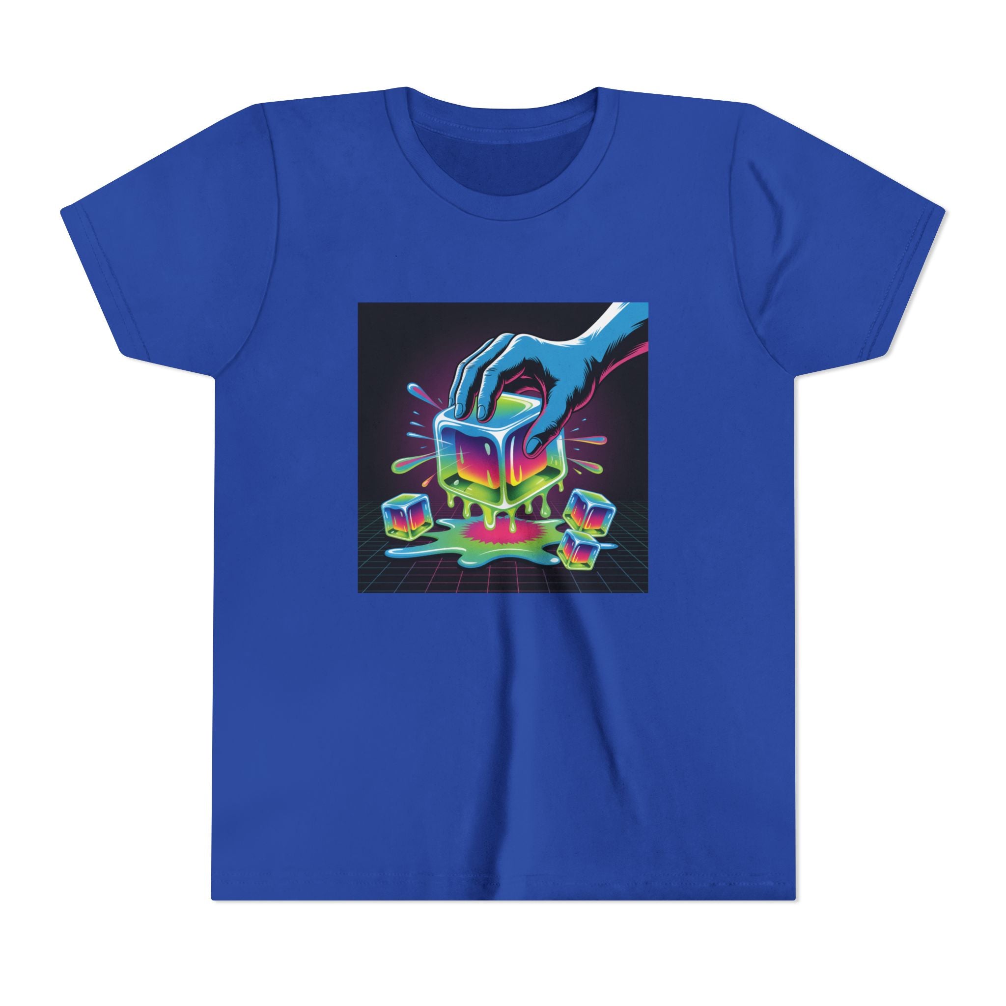 Youth Tee — Neon Melting Ice Cube Graphic