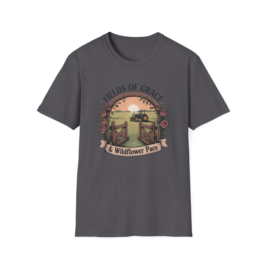 Fields of Grace tractor sunset T-Shirt | farmhouse country floral