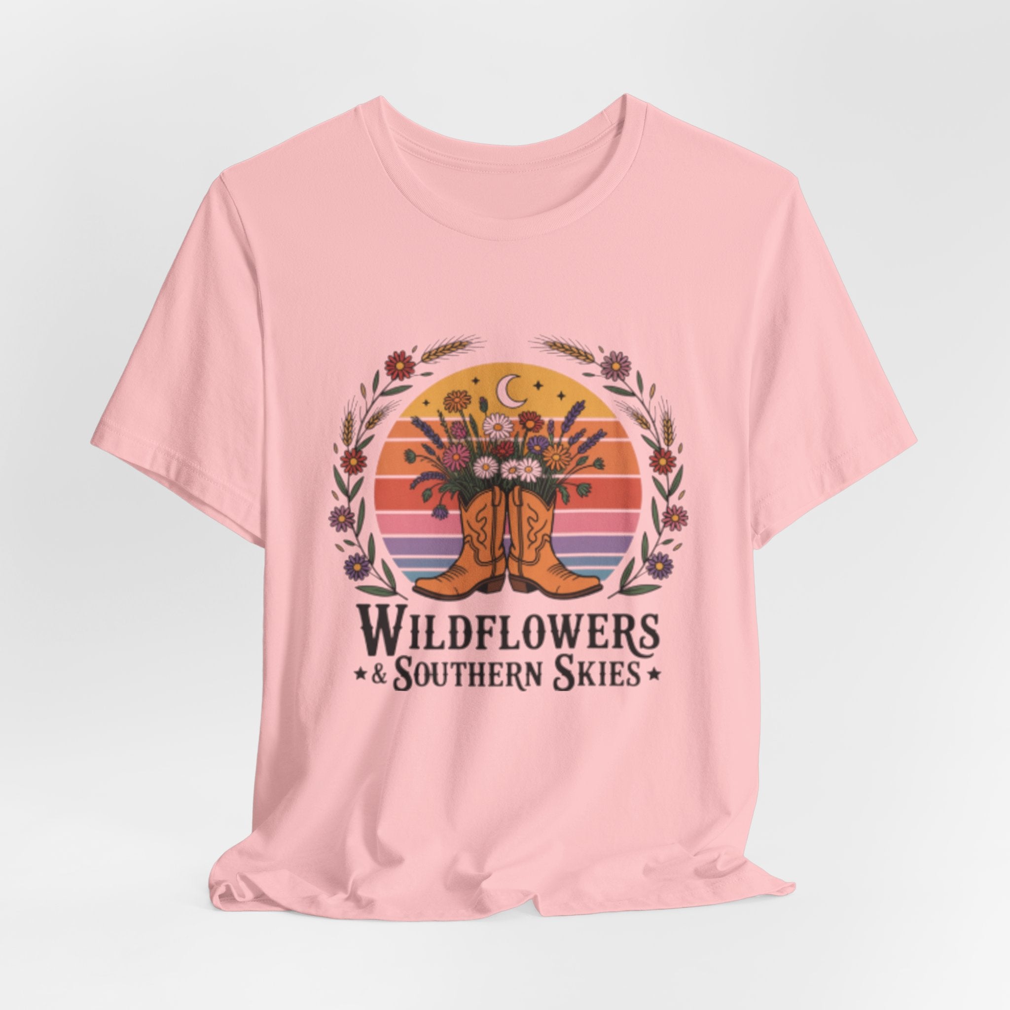 Wildflowers & Southern Skies Cowboy Boots Floral Tee