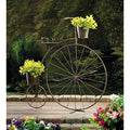 Old-Fashioned High-Wheel Bicycle Plant Stand – 3-Pail Iron Garden Accent