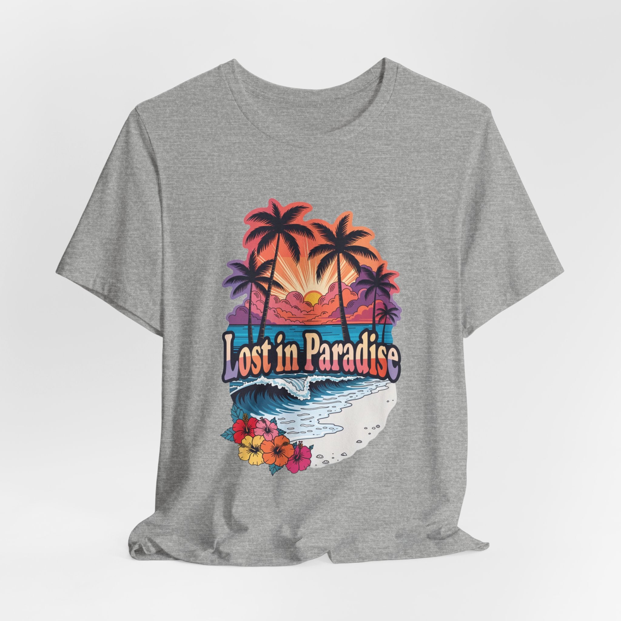 Lost in Paradise Tropical Beach Sunset Tee