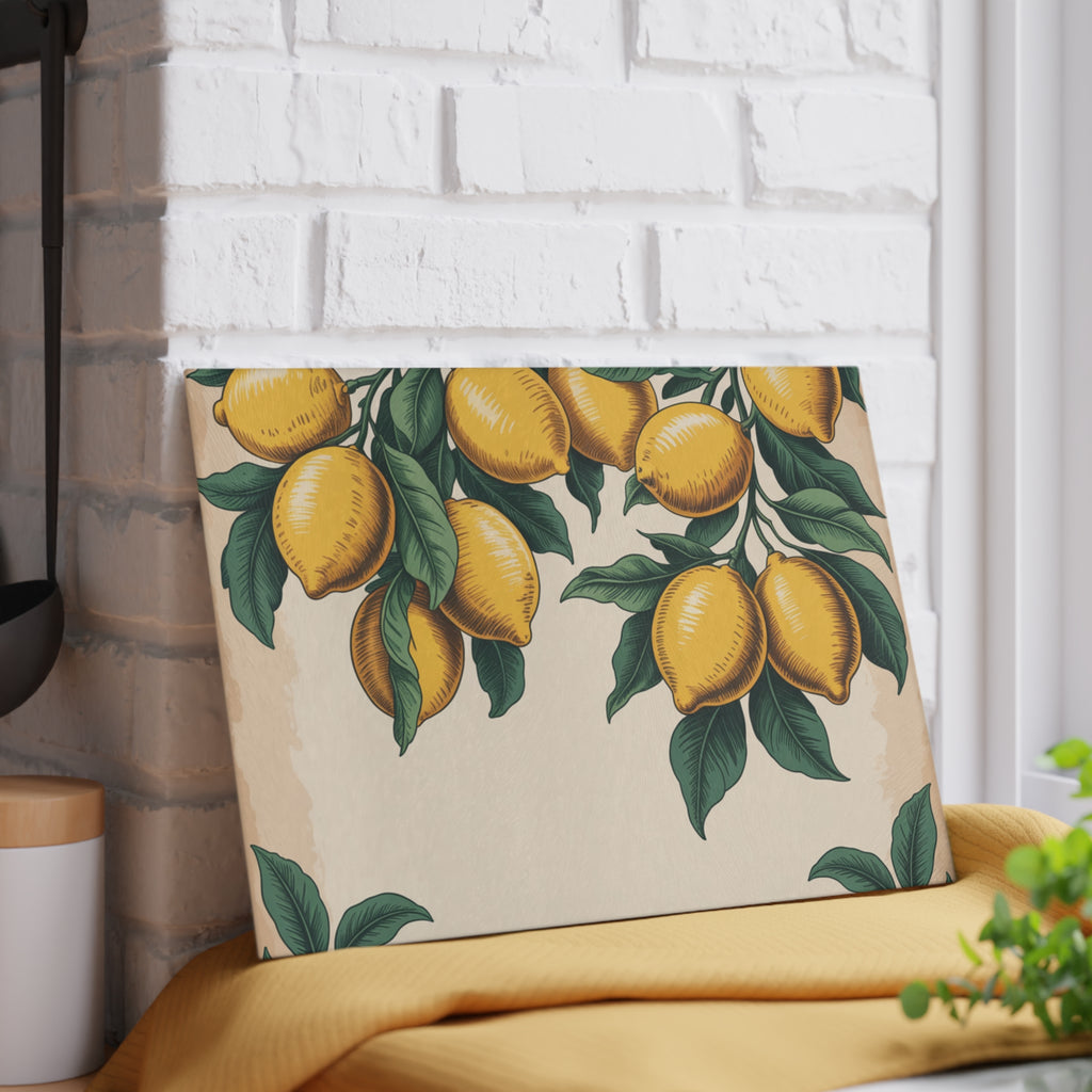 Lemon Branches Glass Cutting Board | Citrus Kitchen Decor