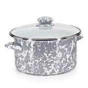 Golden Rabbit Enamelware 6 Qt Stock Pot – Black Swirl