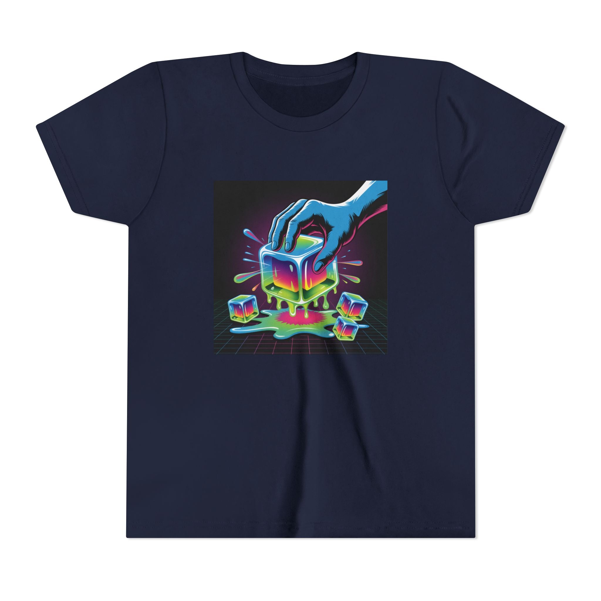 Youth Tee — Neon Melting Ice Cube Graphic